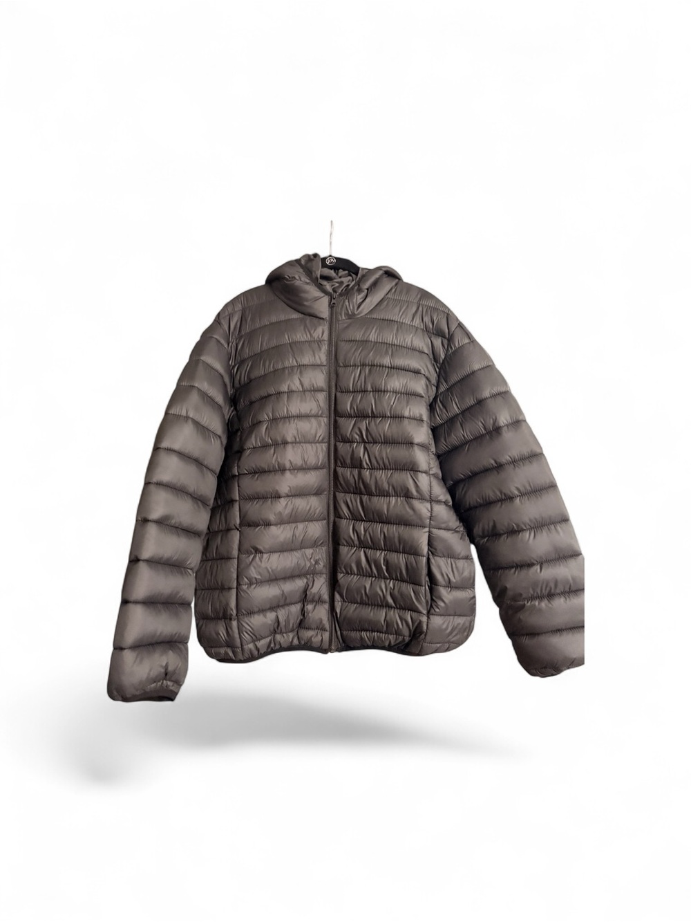 Unbranded Men’s Charcoal Lightweight Hooded Puffer Jacket Quilted Nylon